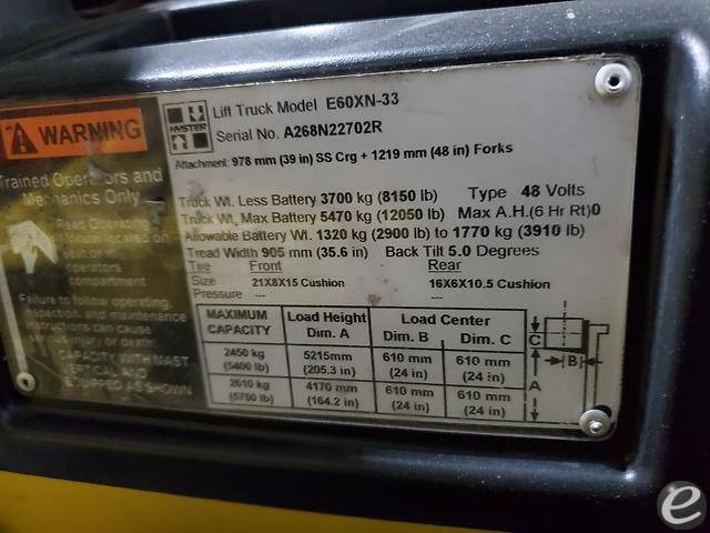 2017 Hyster E60XN Electric Forklift - 123Forklift