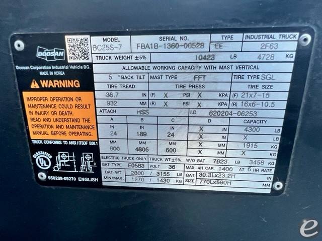 2020 Doosan BC25S-7