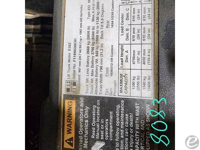 2010 Hyster E35Z Electric Forklift - 123Forklift