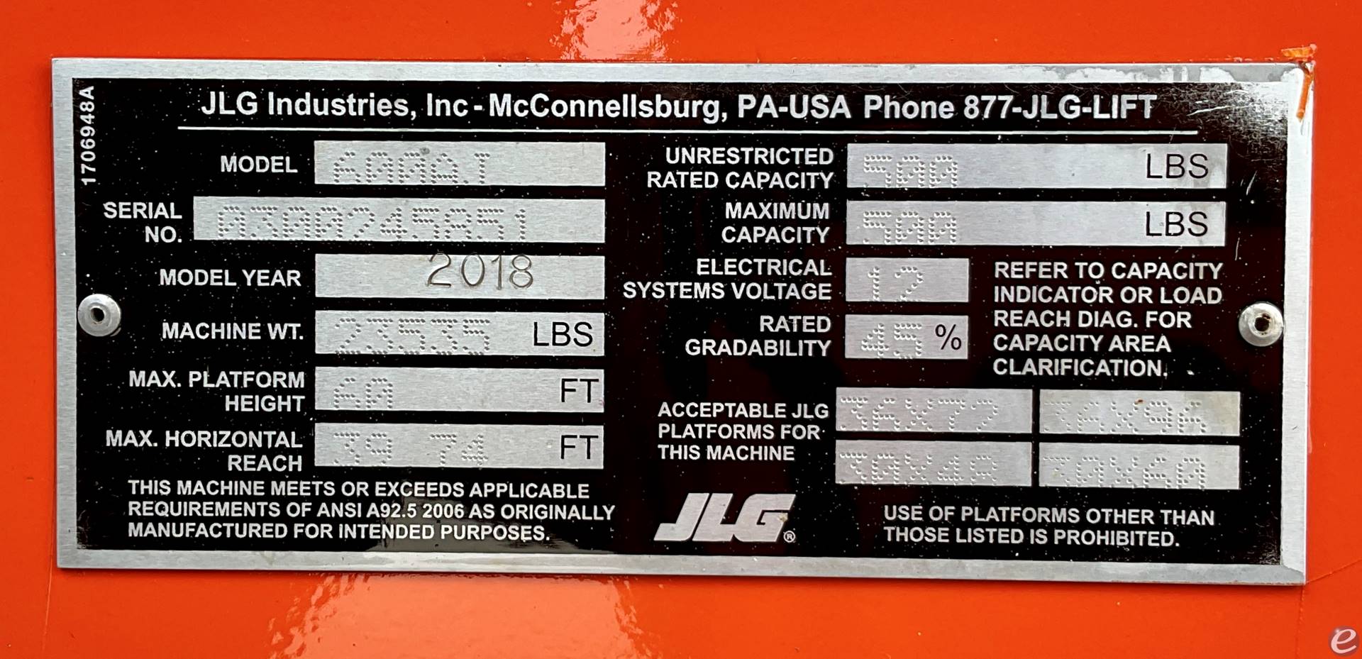 2018 JLG 600AJ