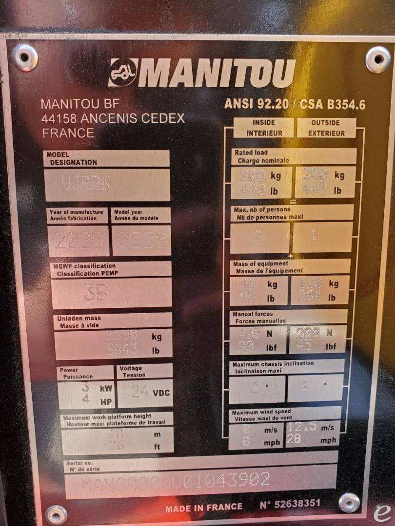 2020 Manitou 26VJR