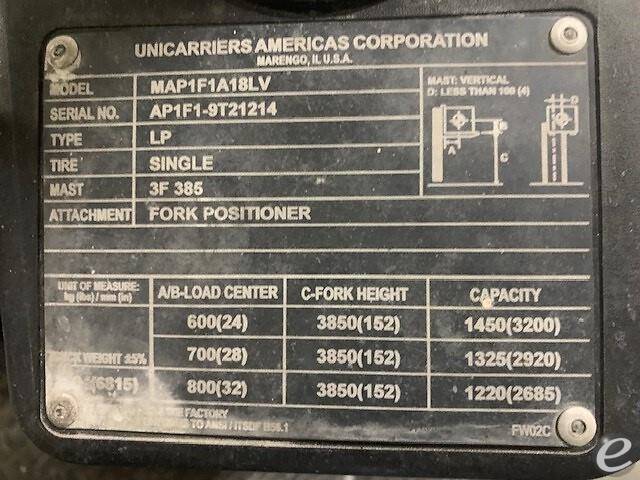 2019 Unicarriers MUG1F2A30LV LP Gas Forklift - 123Forklift