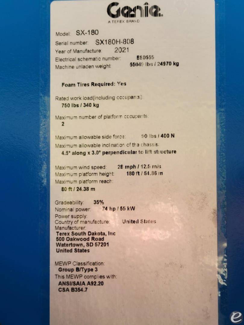 2021 Genie SX180