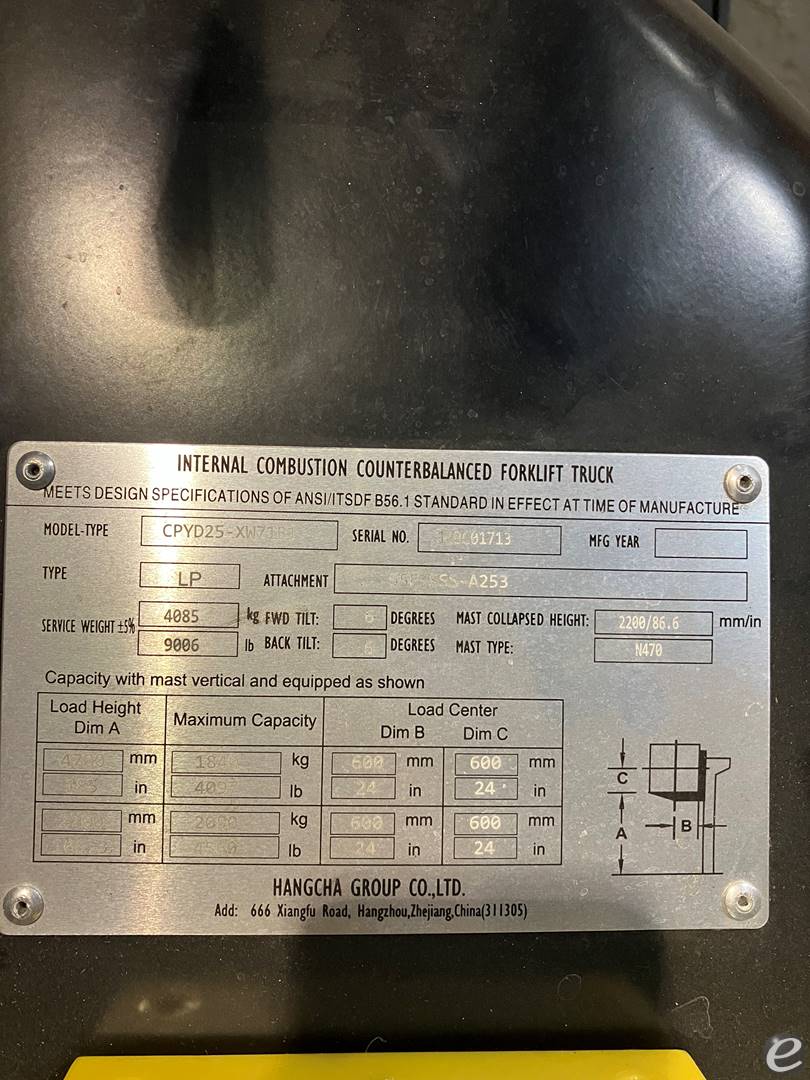 2023 Hangcha FP25