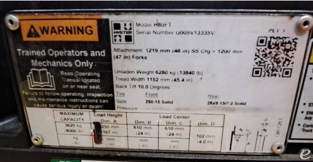 2021 Hyster H80FT