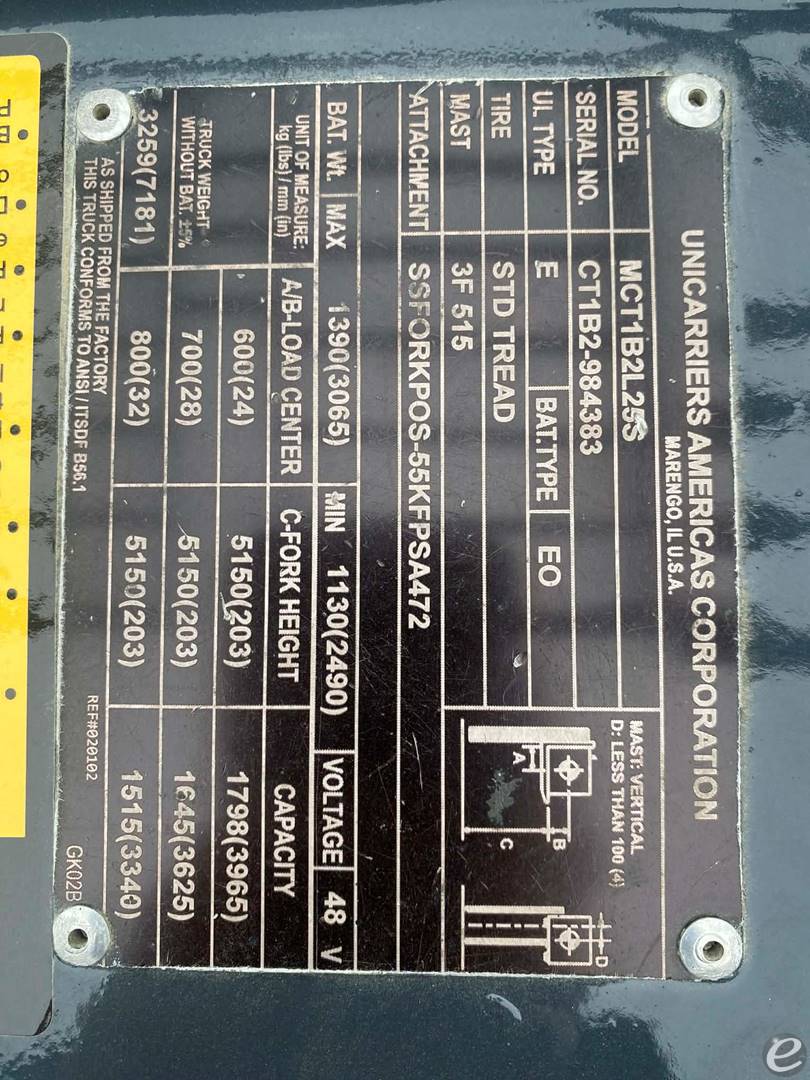 2018 Unicarriers MCT1B2L25S