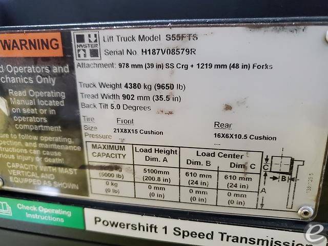 2017 Hyster S55FTS LP Gas Forklift - 123Forklift