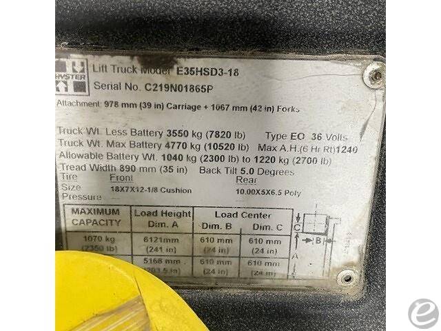 2016 Hyster E35HSD3 Electric Forklift - 123Forklift