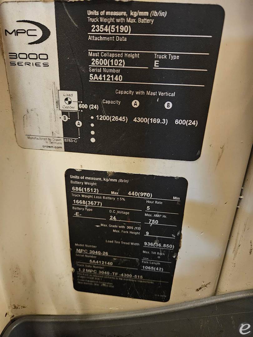 2017 Crown MPC3040-26-169