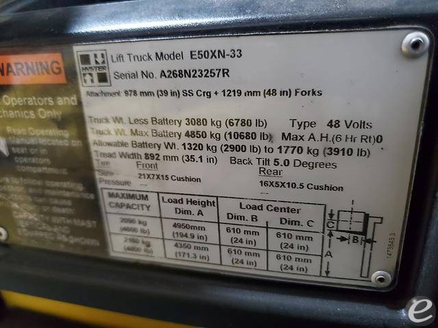 2017 Hyster E50XN Electric Forklift - 123Forklift