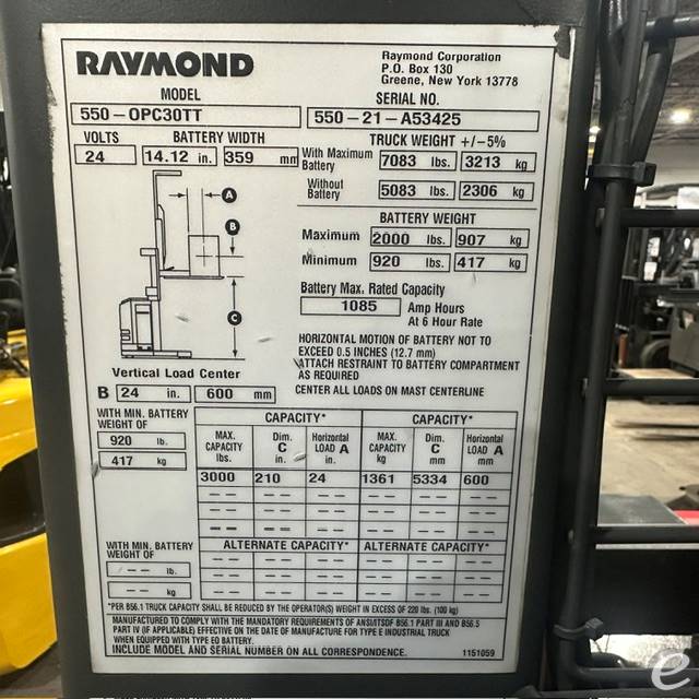2021 Raymond 550-OPC30TT