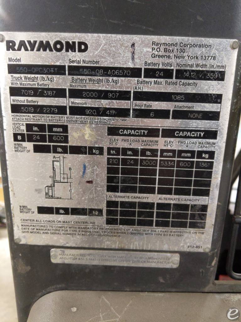 2008 Raymond 550-0PC30TT