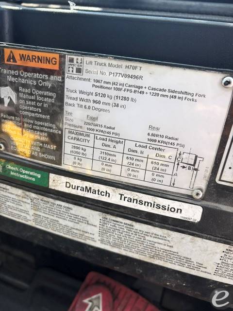2017 Hyster H70FT
