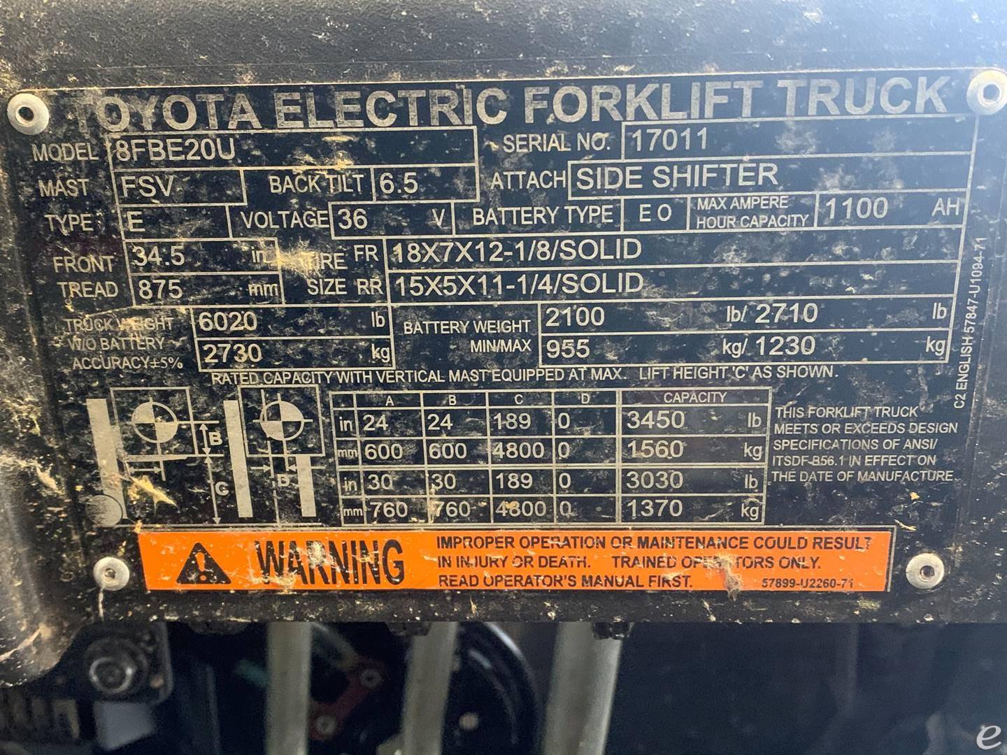 2019 Toyota 8FBE20U Electric Forklift - 123Forklift