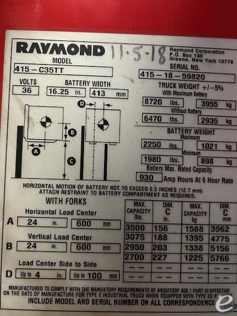 2018 Raymond 415C35TT