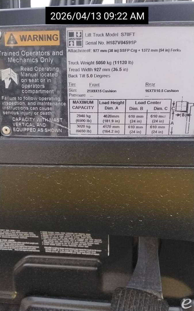 2016 Hyster S70FT