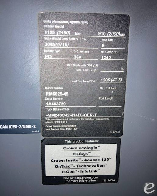 2016 Crown RM6025-45