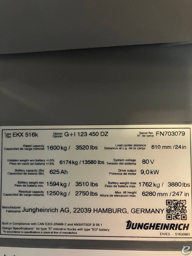 2023 Jungheinrich EKX516K