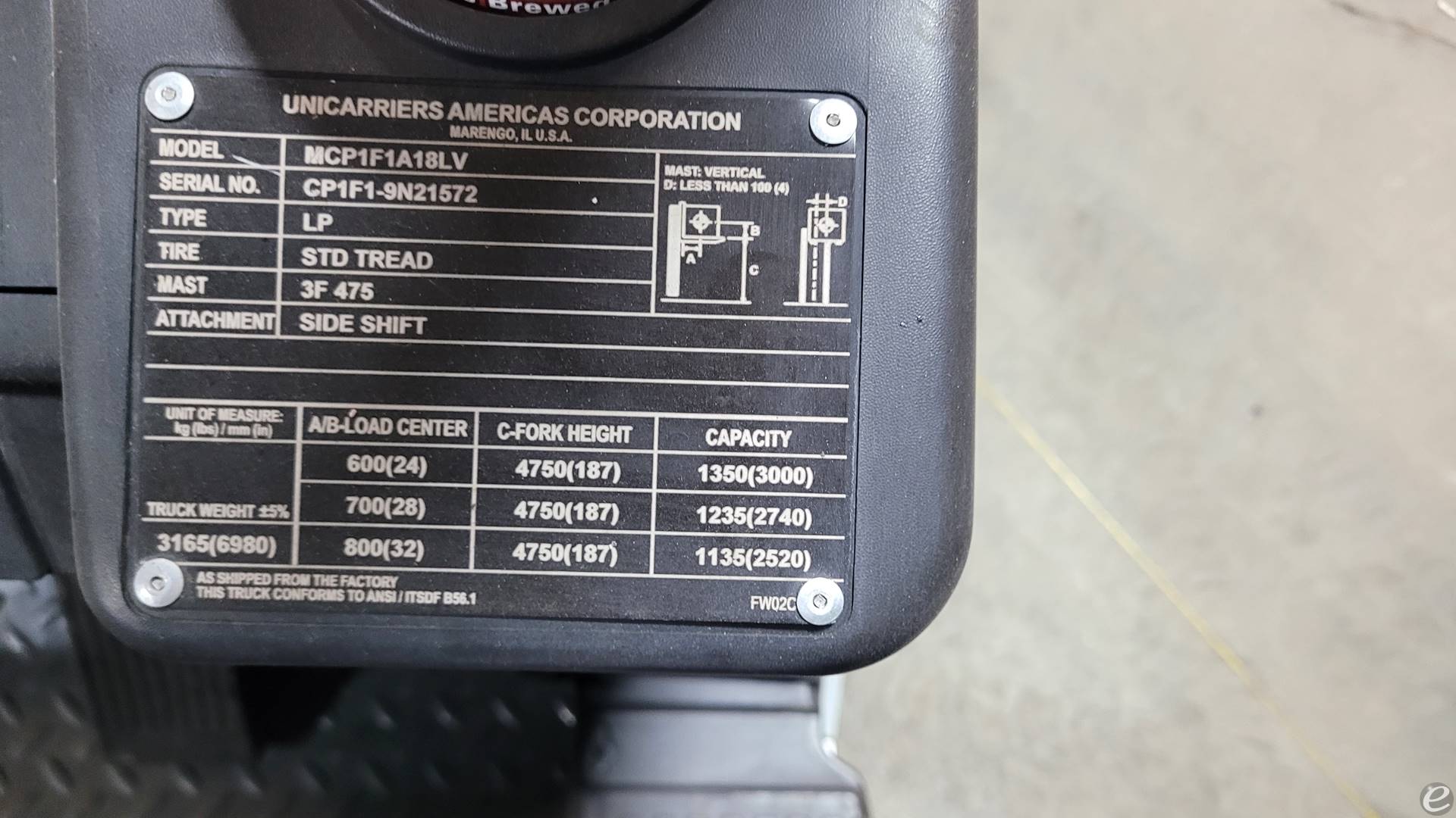 2018 Unicarriers CF35 LP Gas Forklift - 123Forklift