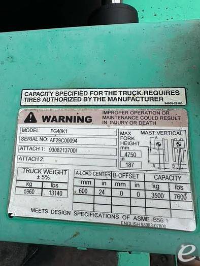 2005 Mitsubishi FG40K1 LP Gas Forklift - 123Forklift