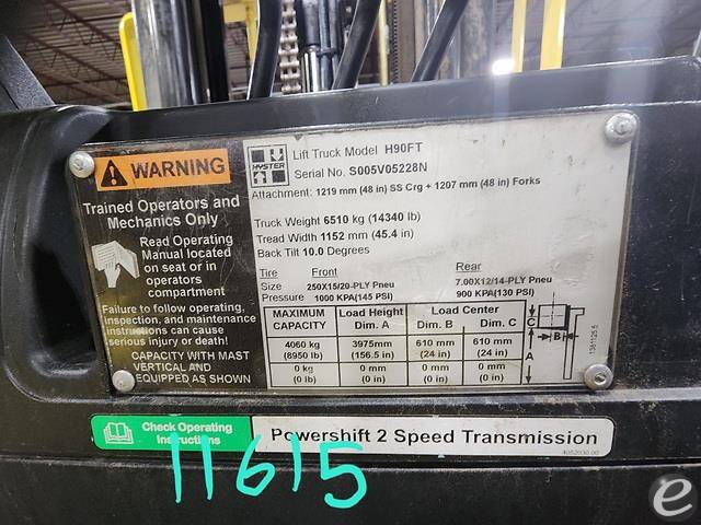 2015 Hyster H90FT LP Gas Forklift - 123Forklift