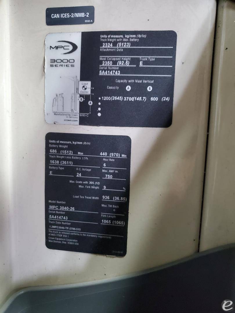 2018 Crown MPC3040 Electric Forklift - 123Forklift