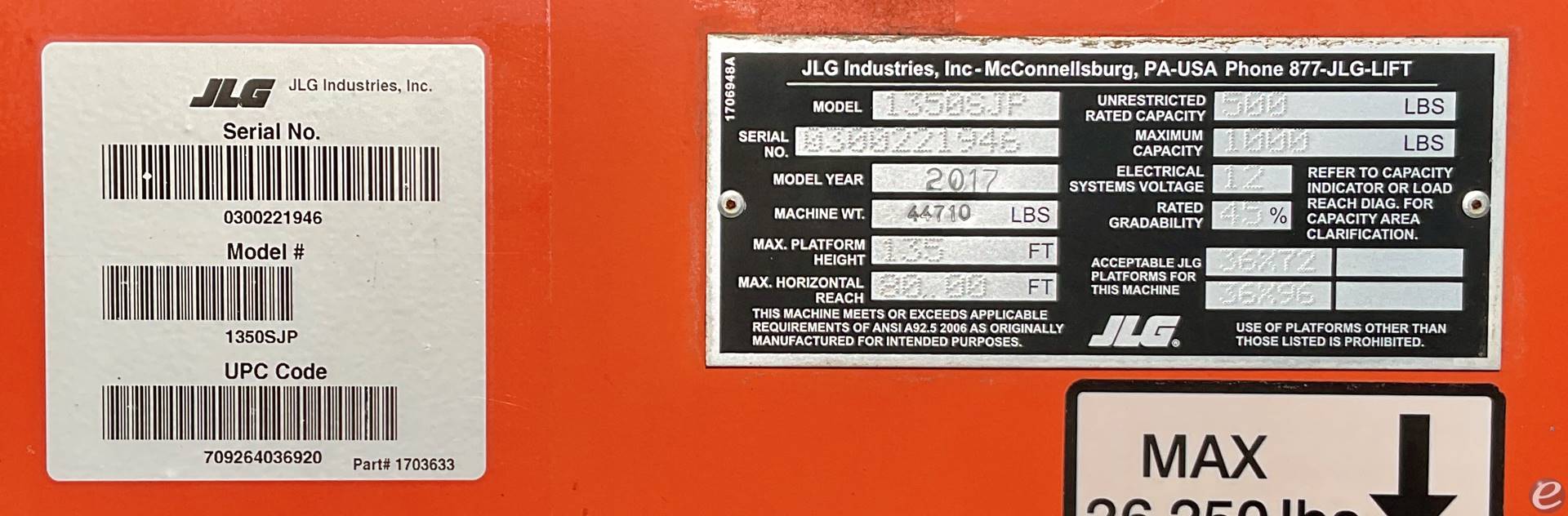 2017 JLG 1350SJP