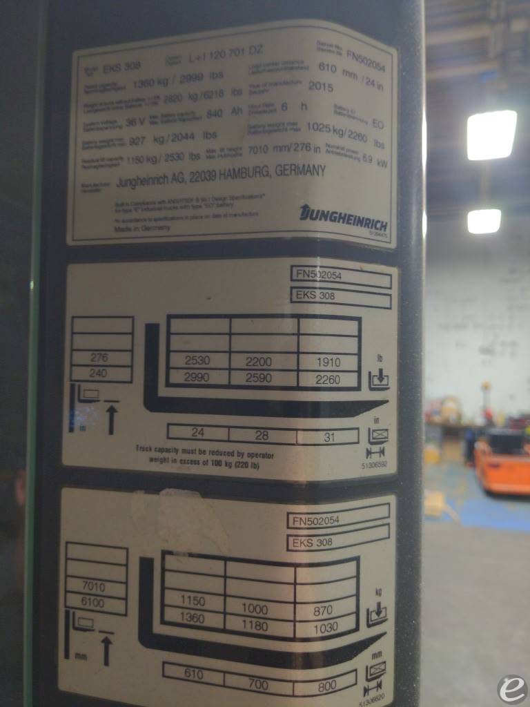 2015 Electric Jungheinrich EKS 308 Electric Order Picker