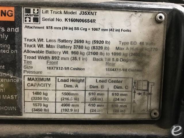 2017 Hyster J35XNT Electric Forklift - 123Forklift