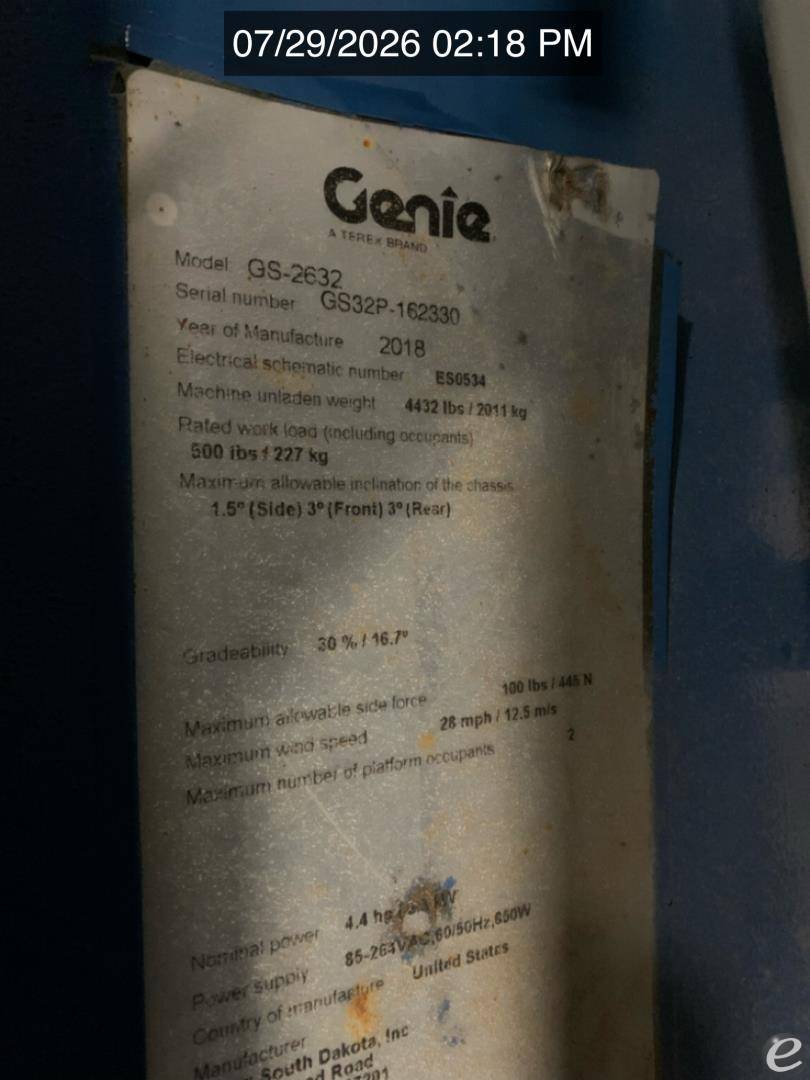 2018 Genie GS-2632