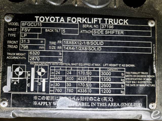 2017 Toyota 8FGCU15