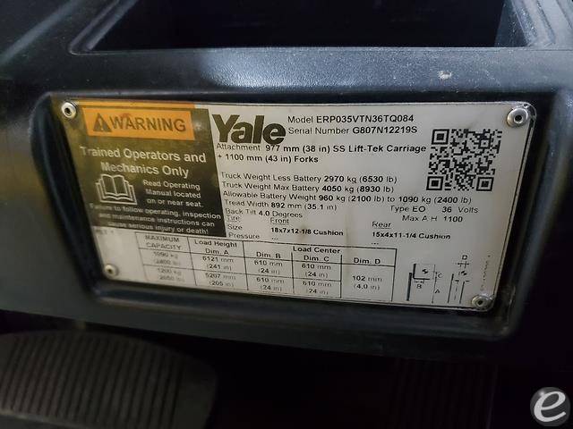2018 Yale ERP035VT Electric Forklift - 123Forklift