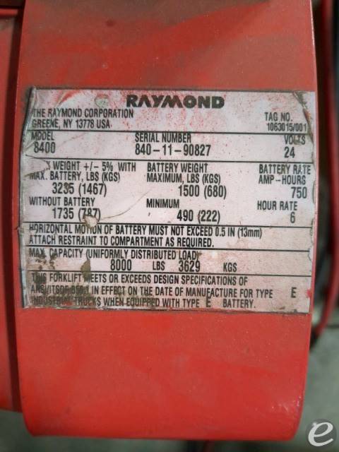 2011 Raymond 8400