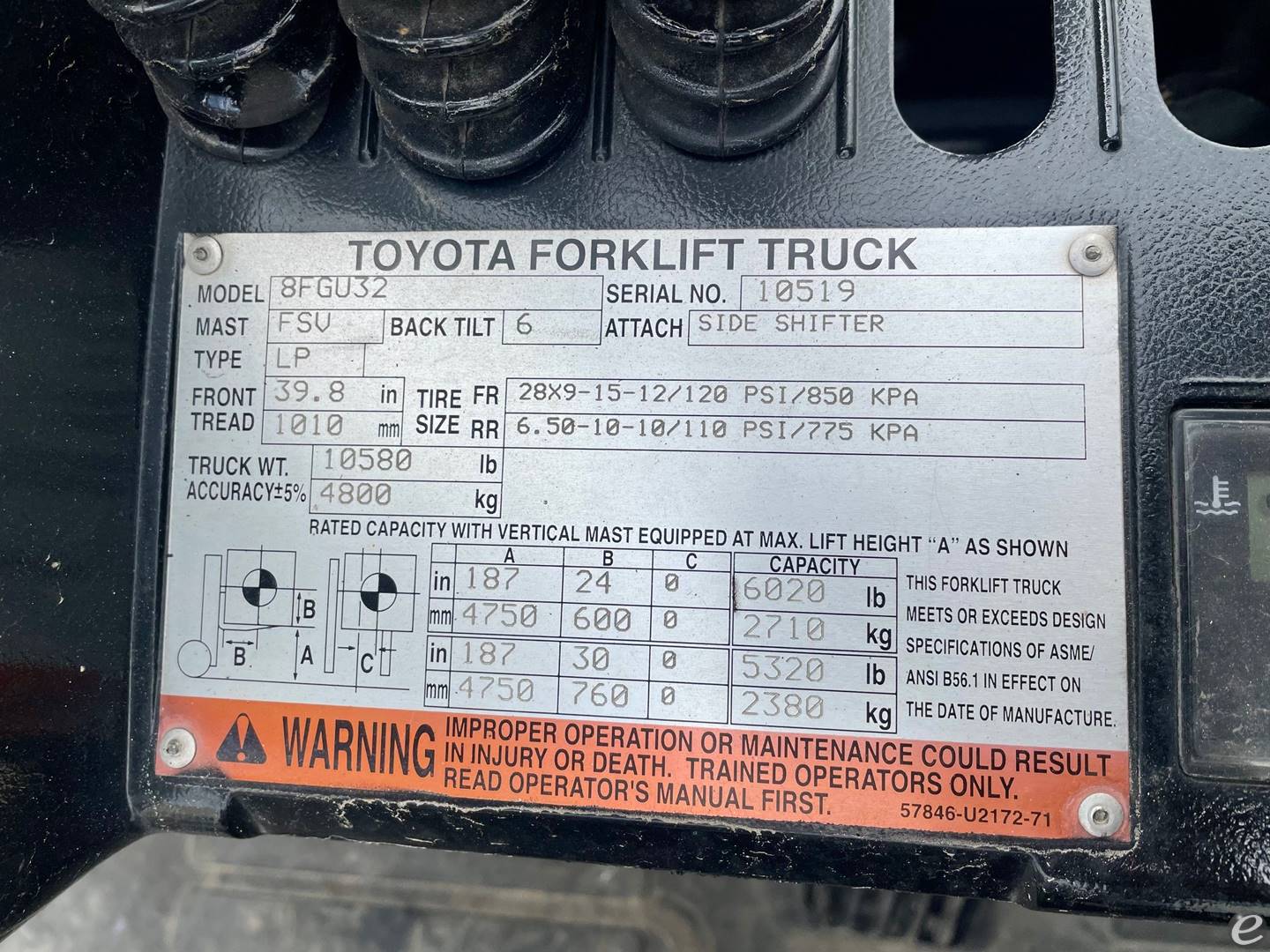 2007 Toyota 8FGU32 LP Gas Forklift