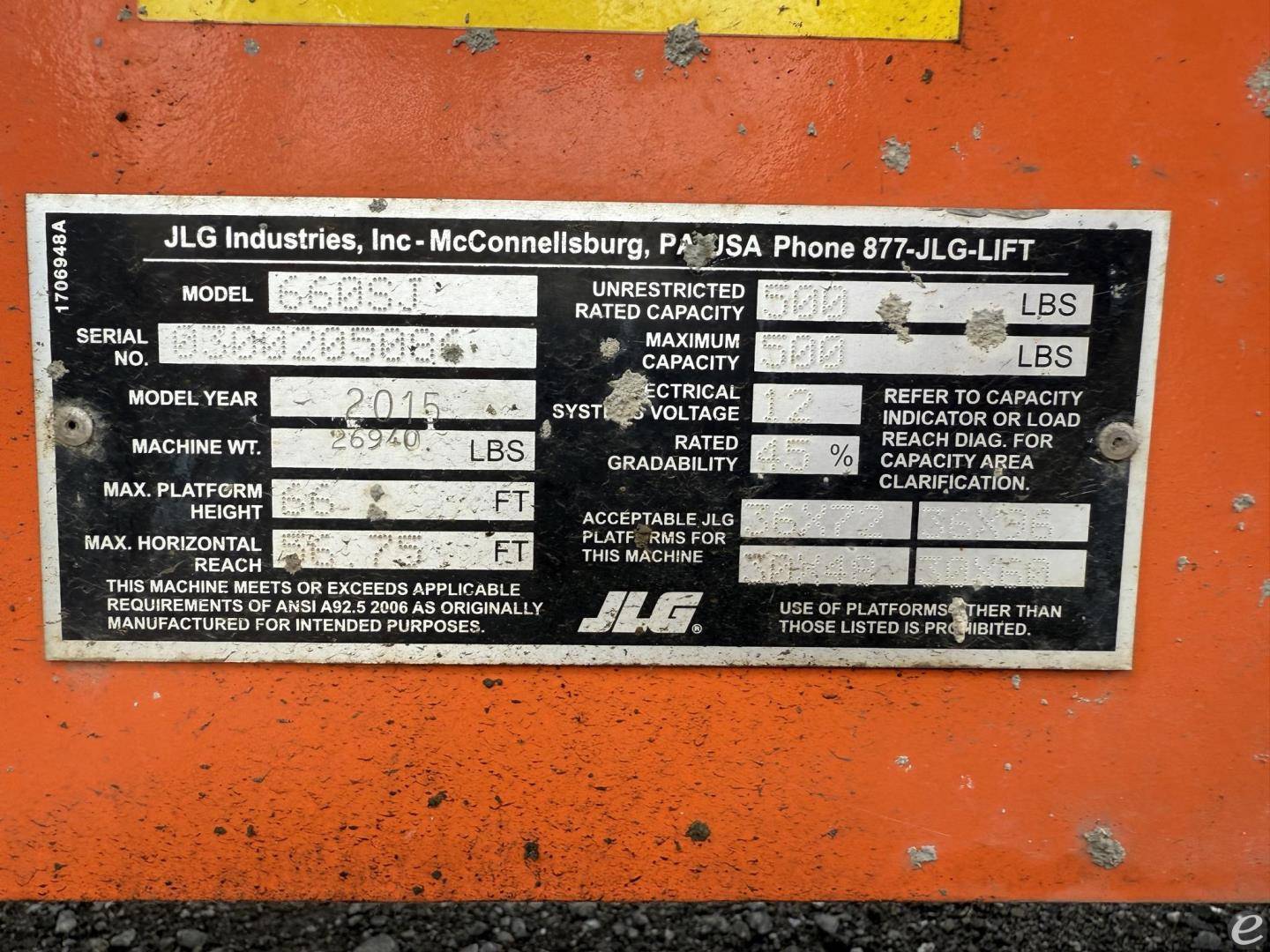 2015 JLG 660SJ