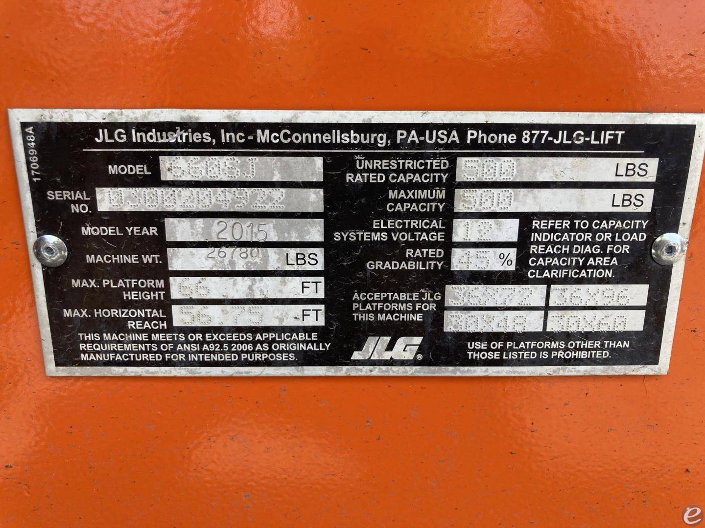 2015 JLG 660SJ