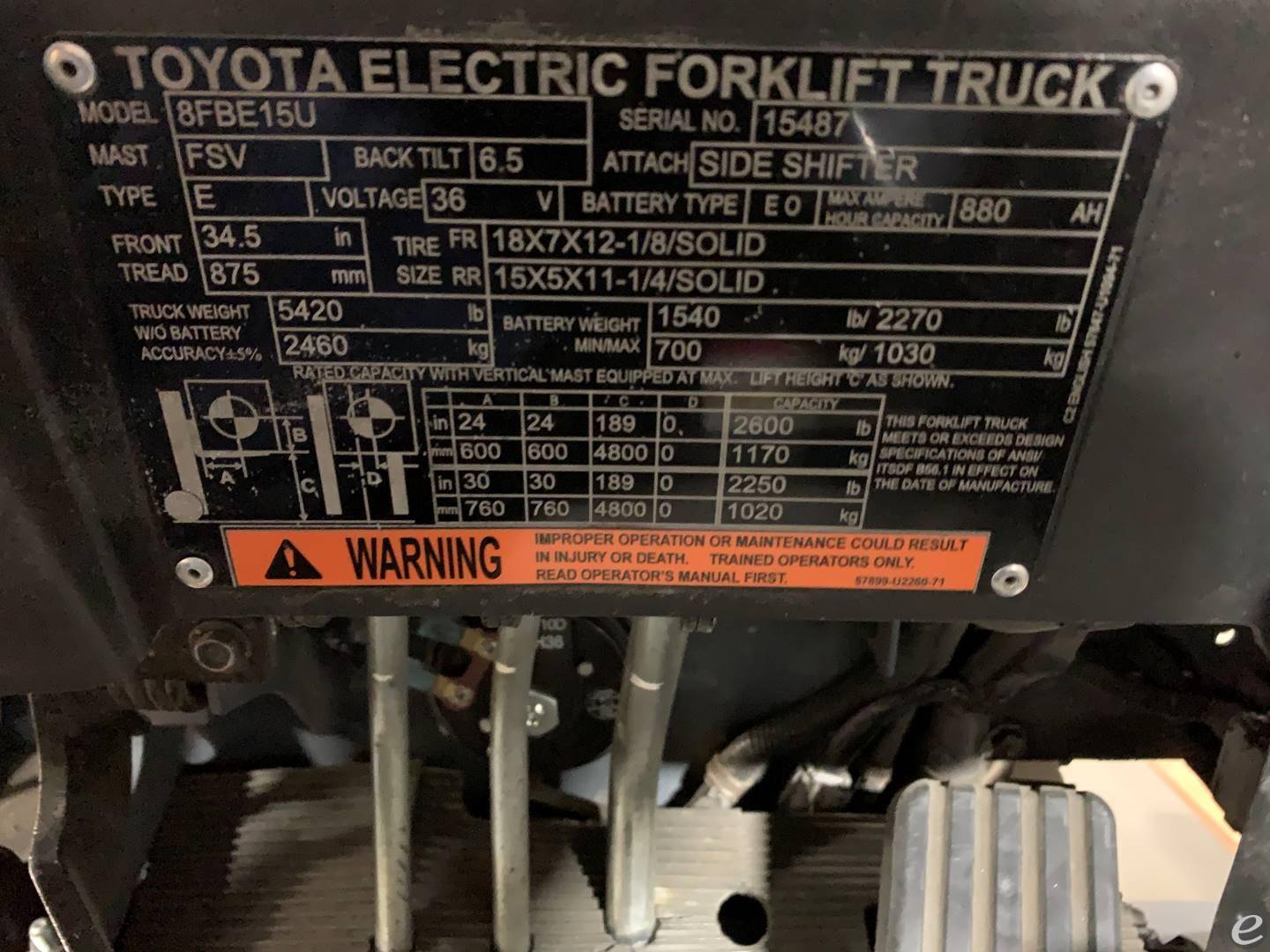 2017 Toyota 8FBE15U Electric Forklift - 123Forklift
