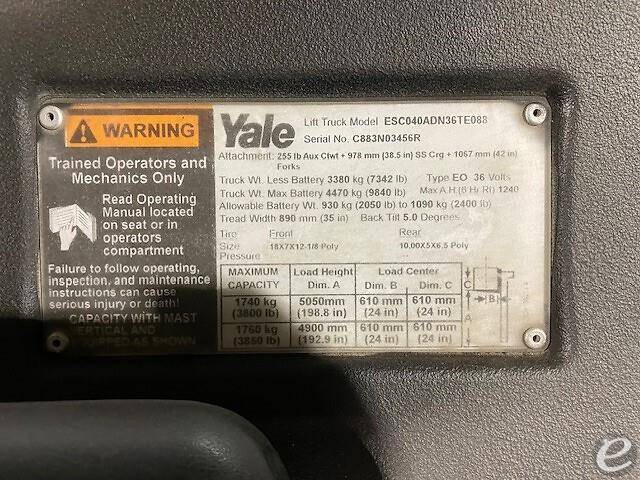 2017 Yale ESC040AD Electric Forklif...