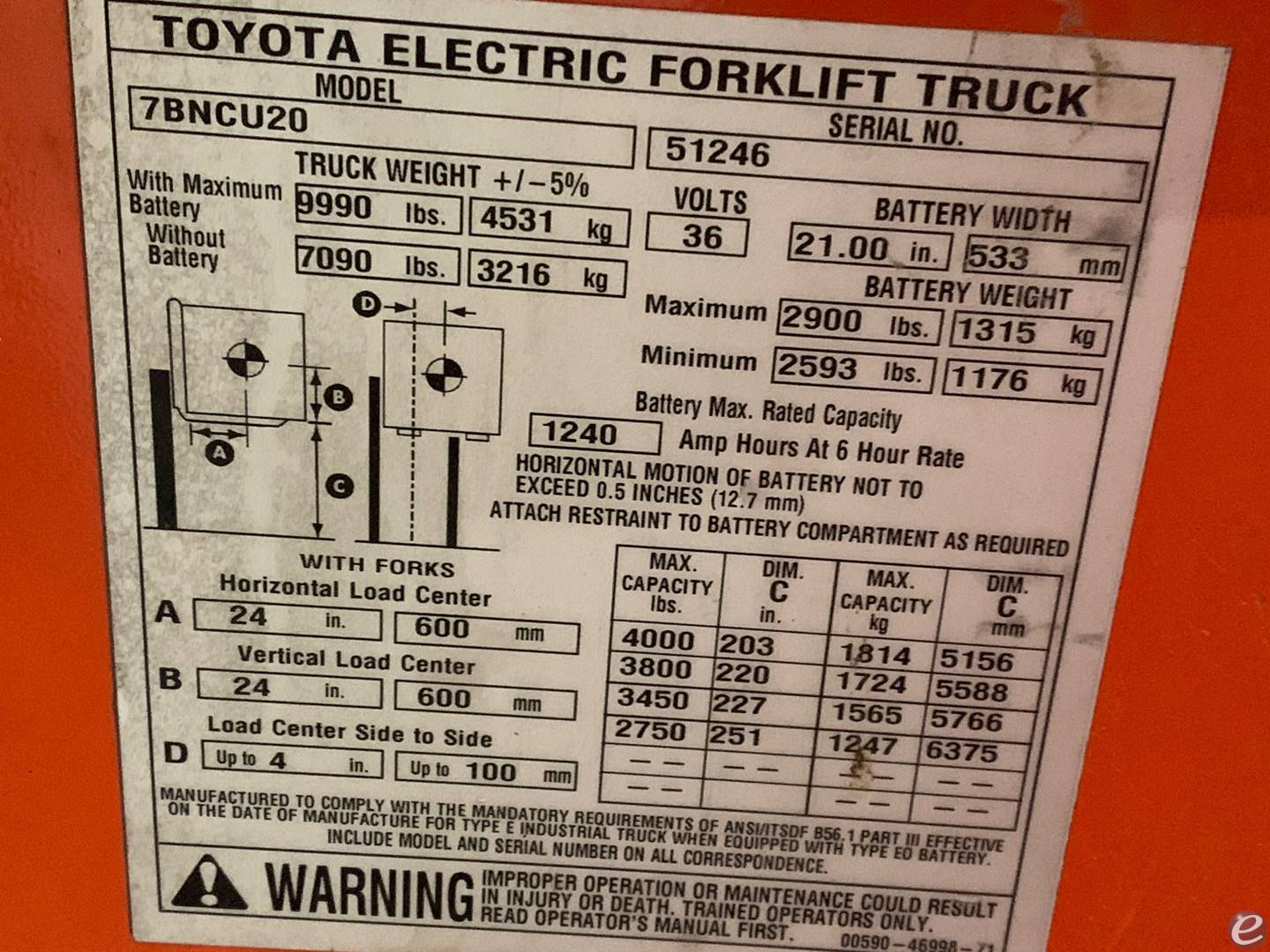 2013 Toyota 51246 Electric Stand Up End Control (Docker)       Forklift - 123Forklift