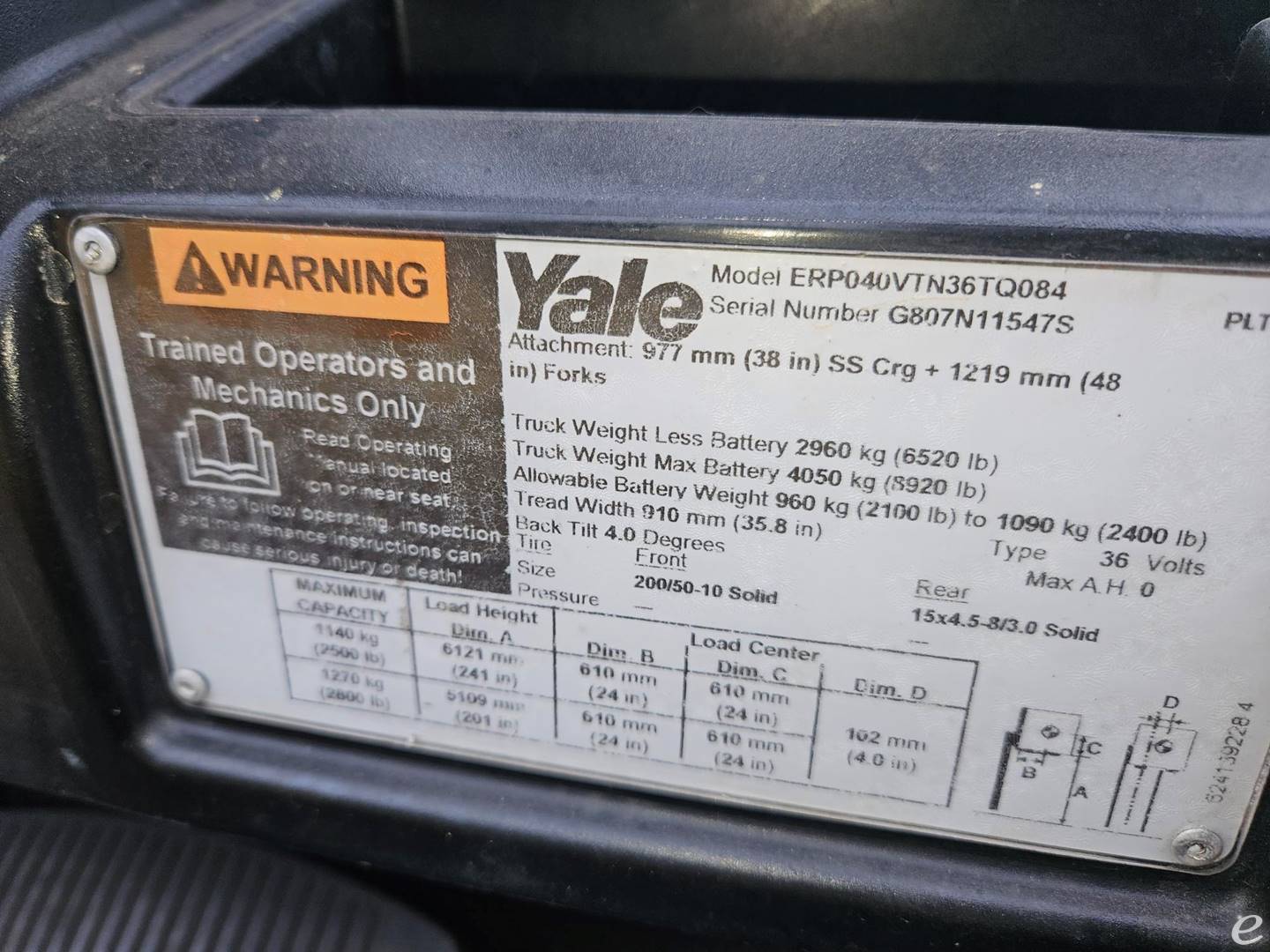2018 Yale ERP040VTN36TQ084-QUAD
