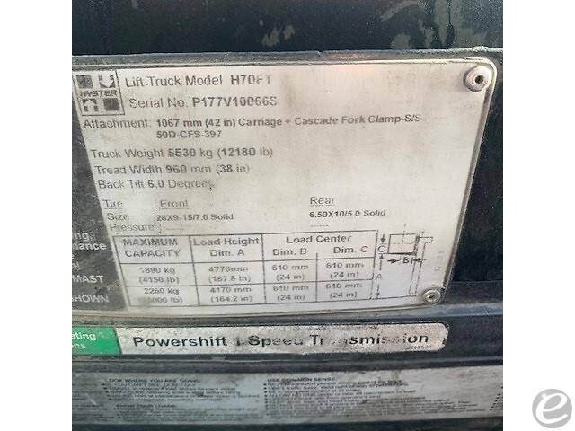 2018 Hyster H70FT Pneumatic Tire Forklift - 123Forklift