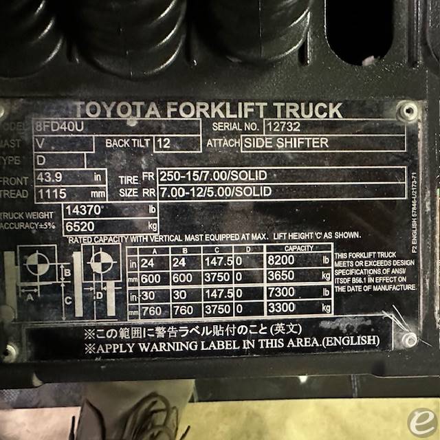 2018 Toyota 8FD40U