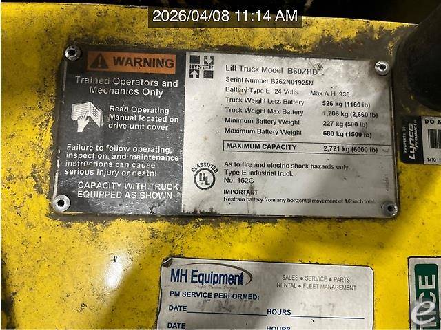 2015 Hyster B60ZHD