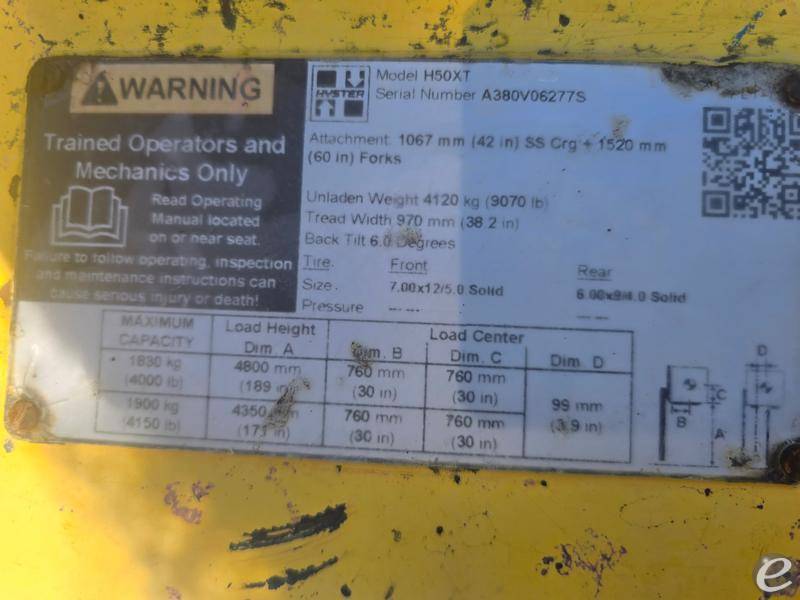 2018 Hyster H50XT