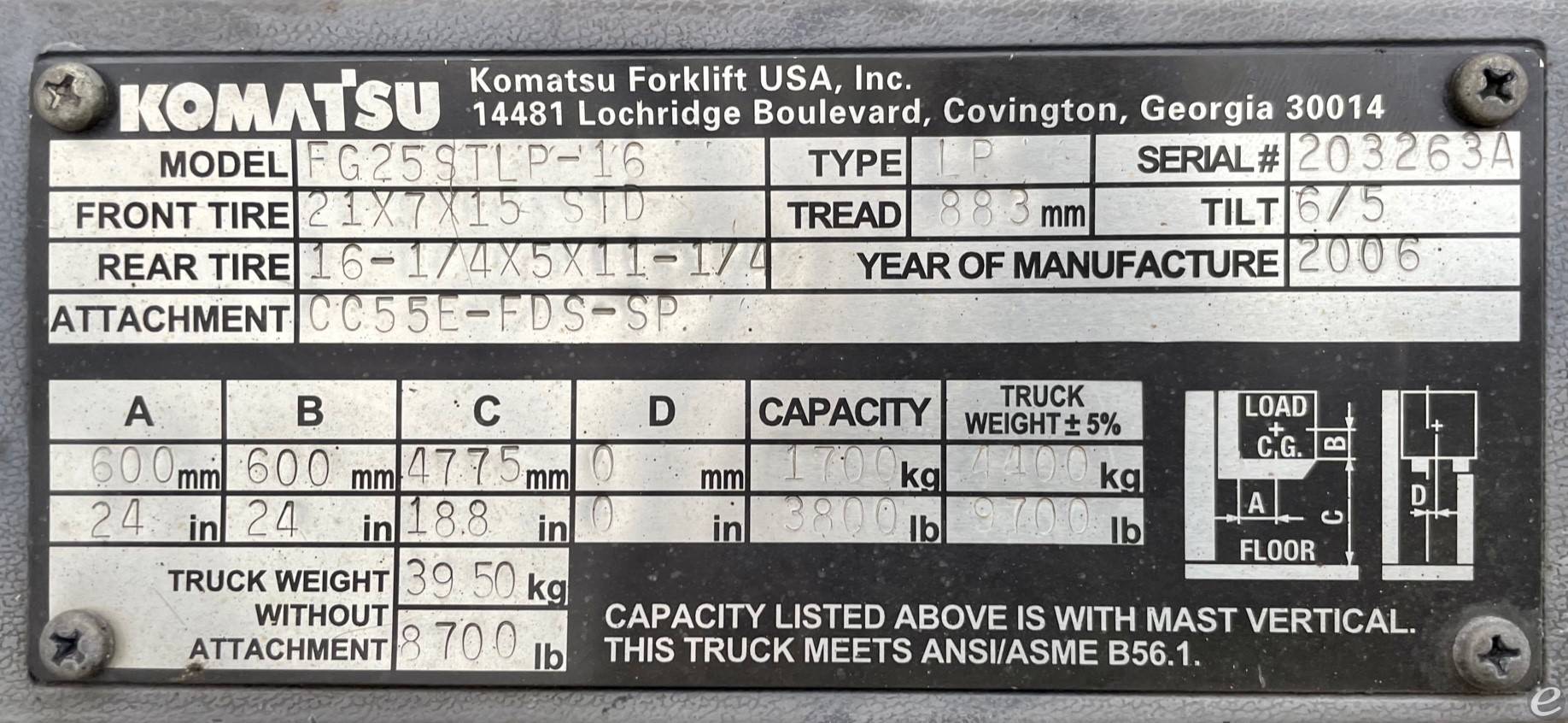 2006 Komatsu FG25STLP-16
