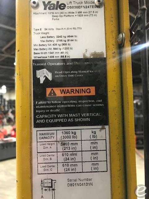 2015 Yale OS030EF Electric Order Picker - 123Forklift