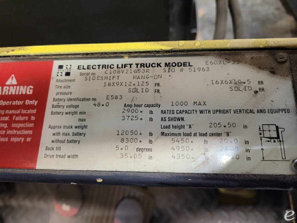  Hyster E60XL-33 Electric Forklift