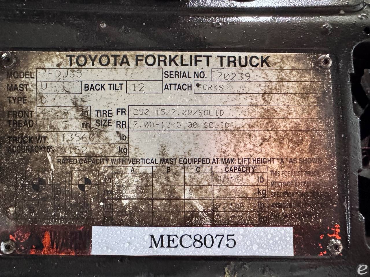 2008 Toyota 7FDU35 Diesel Forklift - 123Forklift