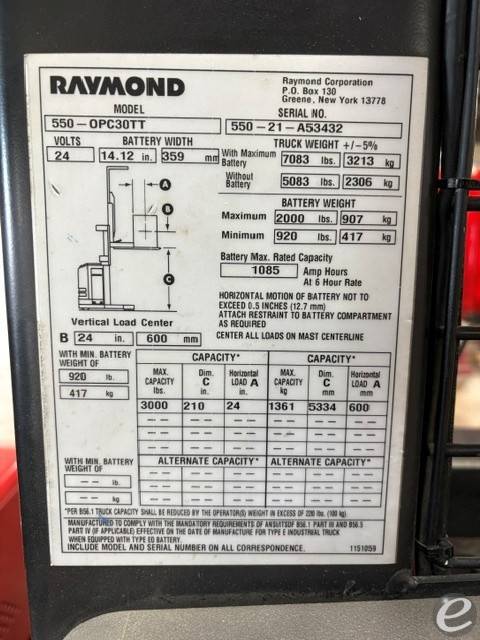 2021 Raymond 550-OPC30TT