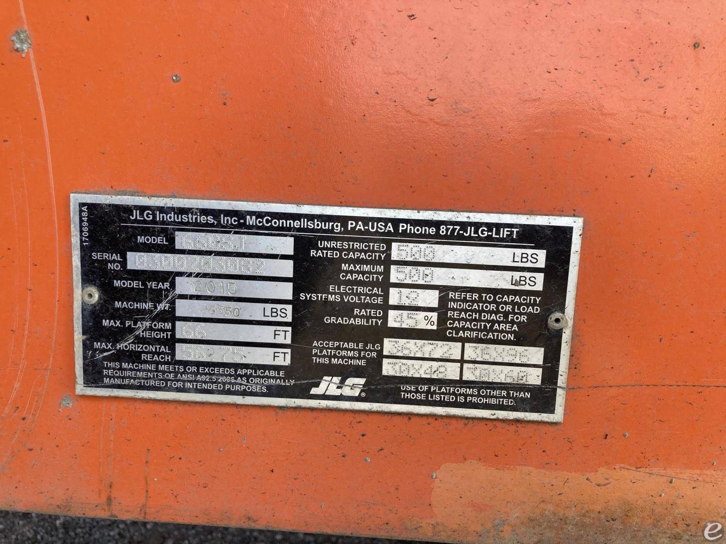 2015 JLG 660SJ